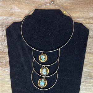 Vintage Gold and Turquoise Pendant Necklace